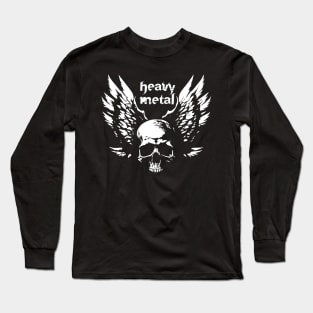 heavy metal skull with wings Long Sleeve T-Shirt